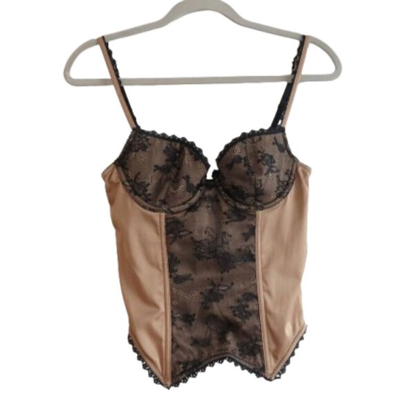 VICTORIA'S SECRET VERY SEXY Gold Black Lace Bustier Bra Goth Fairy - Size 34B - Picture 1 of 15